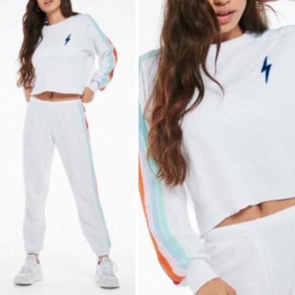 Aviator Nation Tops - Bandier Exclusive Aviator Nation White Sweatsuit